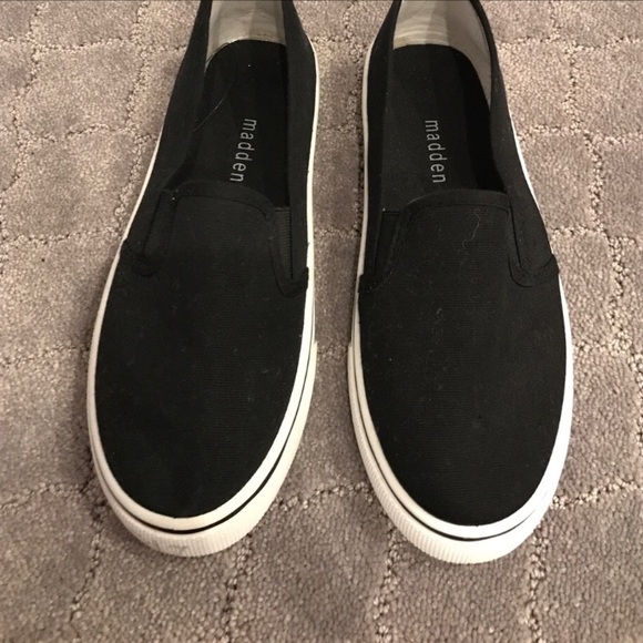 madden girl black slip on shoes